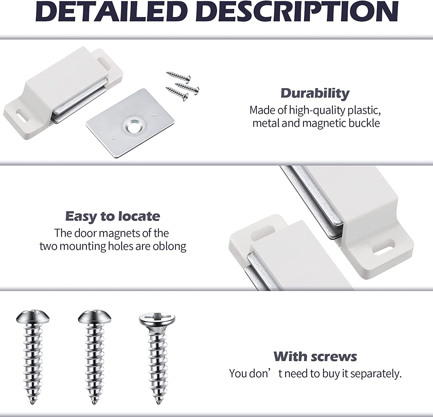 24 Pack Cabinet Magnets Magnetic Door Catch 15lb Single Zinc Cabinet Magnets Catch with Strong Magnetic for Kitchen Closures Cupboard Wardrobe Closet Drawer Latch Door Closer (White)
