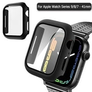 For Apple Watch Series 9 Case 45mm & Series 7 8 41mm, IC ICLOVER Full Cover for Apple Watch Series 7/8/9 Matte Case Slim Hard PC Protective Bumper Cover & Shockproof Screen Protector for iWatch Black