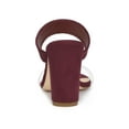thumbnail image 2 of BLISSFUL STEP Women's Dual Clear Strap Block Heels Mules Slides Sandals Burgundy 9, 2 of 7