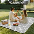 thumbnail image 4 of Outdoor Rug 4x6 ft Light Grey White Geometric Waterproof Outdoor Patio Rug Mat Non Slip Outside Area Rugs Carpet for RV,Camping,Porch,Deck,Pool,Balconybackyard,Minimalist Morocco Pattern, 4 of 9