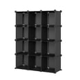thumbnail image 1 of 12-Cube Entryway Storage Cabinet – Modular PVC Organizer Shelf, Stackable Design for Shoe Rack, Bookcase, or Closet Storage – Easy Assembly, Space-Saving Solution for Home – Black, 1 of 8