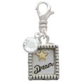 thumbnail image 2 of Delight Jewelry Two-tone Shadow Box ''Dream'' with Star - Silvertone Clip on Charm with Clear Crystal Drop, 2 of 4