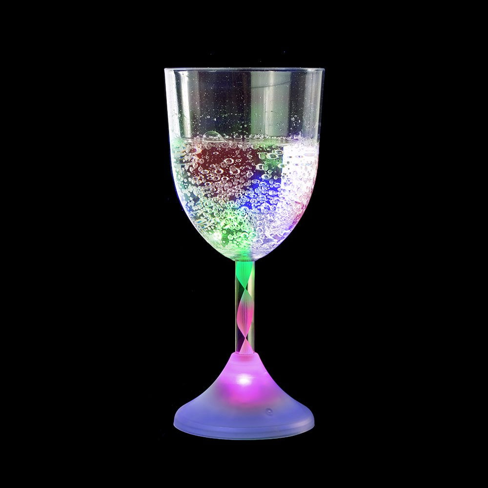 LED Light Up Flashing Wine Goblet Wine Glasses, Set of 6