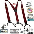 thumbnail image 2 of Holdup Brand Rich Burgundy on Burgundy Jacquard Weave Striped Double-up Style Y-back suspenders with Patented No-slip clips, 2 of 4