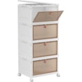 thumbnail image 1 of 4 Tier Plastic Storage Bins with Lid 23QT, Stackable Storage Containers with Wheels, Folding Storage Boxes, Collapsible Storage Bins, Closet Organizers and Storage for Living Room,Office,Dorm, 1 of 2