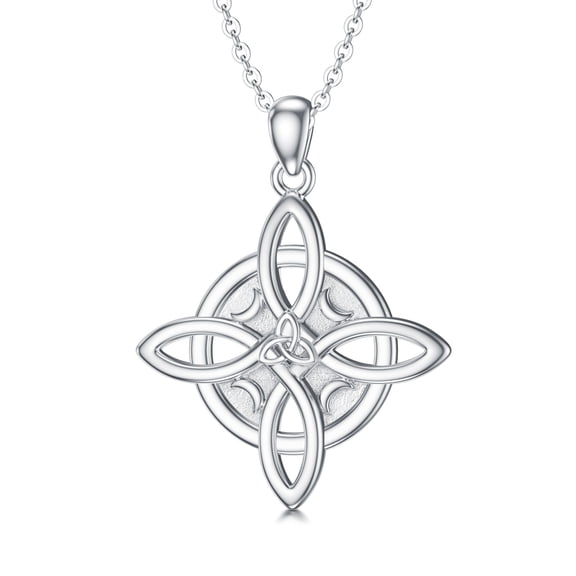 925 Sterling Silver Witches Knot Necklace Celtic Protection Pendant Irish Witch Jewelry for Women