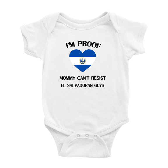 I'm Proof Mommy Can't Resist El Salvadoran Guys Baby Romper (White, 6-12 Months)