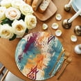 thumbnail image 2 of Boho Orange Teal Red Round Placemats Set of 8 for Dinning Tables,Heat-proof Braided Table Mats 13 Inch,Modern Abstract Splashing Art Washable Place Mat for Kitchen Restaurant Party Table Decor, 2 of 9
