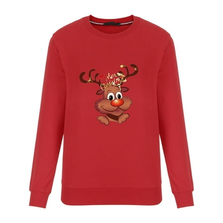 

Honeeladyy Christmas Women Mom Print Blouse Tops Hoodless Sweatshirts Family Clothes Pajamas Red Sales Online