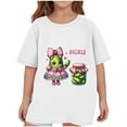 thumbnail image 2 of Delliss Girls Clothes Summer Short Sleeve Round Neck Top T-shirt Pickled Cucumber Print Fashion Clothing Sets, 2 of 8