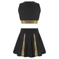 thumbnail image 2 of iiniim Teen Girls Cheer Leader Uniform Sleeveless Letter Print Crop Tops with Skirt Dancewear Black 16, 2 of 7