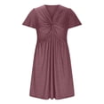thumbnail image 4 of Dvprdro Dresses for Women 2025 Elegant Classic Summer Casual V Neck Short Sleeve Midi Dress Boho Pleated Beach Sundress Red 2XL, 4 of 5