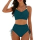 thumbnail image 2 of Trajes de baño Tankini Amzcrzy para mujer, trajes de baño, trajes de baño Bikini con control de abdomen Conjunto de traje de baño con cordones de color sólido casual y de moda para mujer Verde, L, 2 of 6