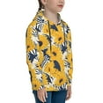 thumbnail image 3 of Picia Blue Striped Sunflower Pattern Youth Hoodie - Warm Pullover Sweatshirt with Kangaroo Pocket, Ideal for Boys and Girls-Large, 3 of 6