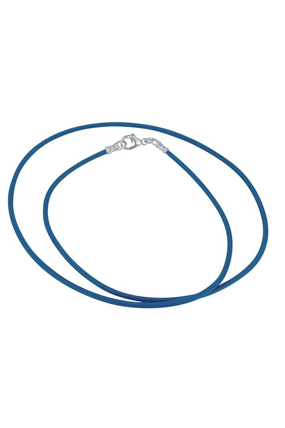 Sterling Silver 1.8mm Fine Sky Blue Leather Cord Necklace