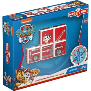 Geomag - Cubos Magnéticos Magicube Paw Patrol - Camión De Bomberos De Marshall (5 Piezas)