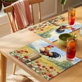 thumbnail image 4 of Spring Floral Rooster Placemats Set of 6 Retro Rooster Farmhouse Place Mats Indoor Wipeable Table Mats Washable Cloth Dining Table Placemats for Kitchen Holiday Party Home Decor 13x19 Inch, 4 of 9