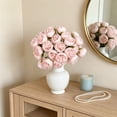 thumbnail image 4 of Virelaxpo 27 Heads Artificial Peony Bouquet Faux Silk Realistic Peony Arrangement in Raffia Wrap for Living Room Table Centerpiece Wedding Home Decor, 4 of 6