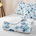 thumbnail image 4 of spefrowx Blue Octopus Starfish Quilt Full for Girls Boys, Watercolor Coral Sealife Full Bedspread Sets, 3 Pieces, 4 of 7