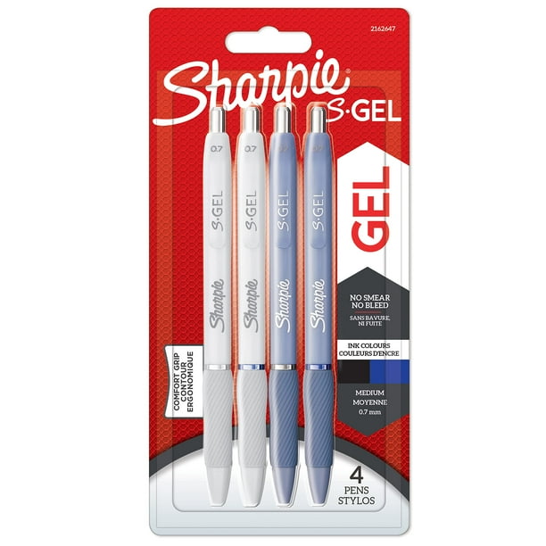 Bolígrafos de gel Sharpie S-Gel de punta media, 0,7 mm, azul esmerilado y blanco