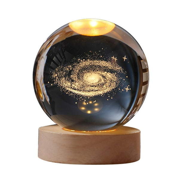 Lámpara de noche con bola de cristal 3D de 3,15 pulgadas, lámpara de noche decorativa planetaria Vía láctea