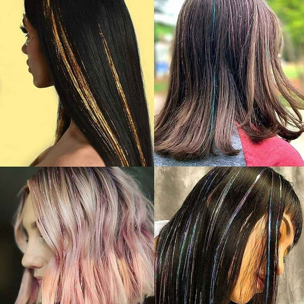 XIAQUJ 93CM Hair Extension Purl with Tool 12 Colors Hair Extension Purl Kit Glitter Hair Extensions for Women Girls Hair Accessories Features Blue Walmart