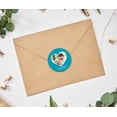 thumbnail image 3 of Darling Souvenir Round 45 Pcs Heart Custom Photo Labels Save The Date Stickers Personalized Bride Groom Names And Date Envelope Seals - Turquoise, 3 of 4