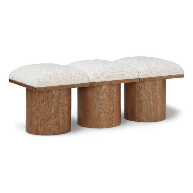 Meridian Furniture Pavilion Cream Boucle Fabric Bench