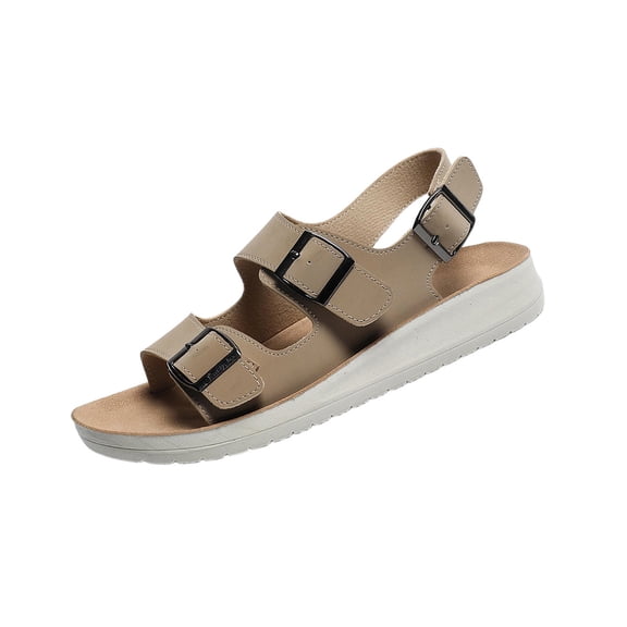 Busydd Women's Sandals Comfortable Open Toe Buckle Beach Sandals Casual Solid Color Wedge Women Footwear 37