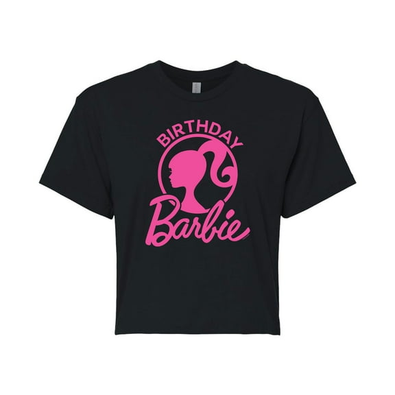 Barbie - Birthday - Juniors Cropped Cotton Blend T-Shirt