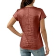 thumbnail image 4 of Camisas de Cuello Redondo de Color Sólido de Manga Corta de las Mujeres, Blusa Casual para el Uso Diario de Primavera Verano, 4 of 8