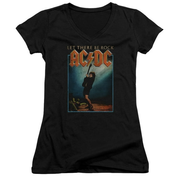 ACDC Let There Be Rock Junior V-Neck T-Shirt - Junior V-Neck T-Shirt / S / Black