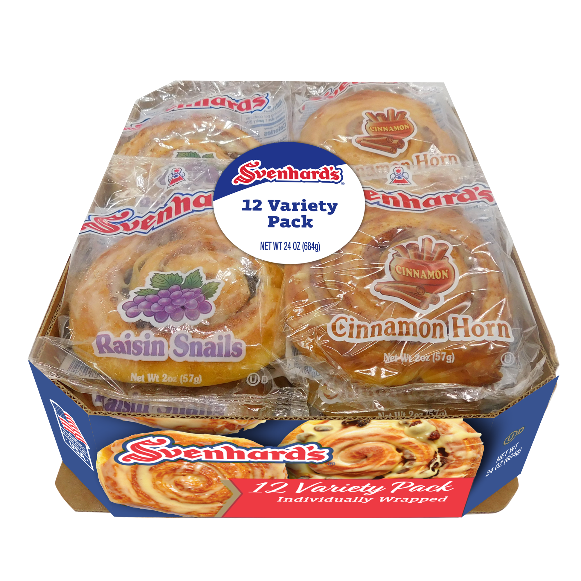Svenhard's Cinnamon & Raisin Pastry Variety Pack, 24 oz, 12 Count