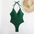 thumbnail image 7 of successthop Womens Bathing Suits One Piece Green Swimsuits Thong V Neck Built in Bra Solid Swimwear Beachwear L, 7 of 7