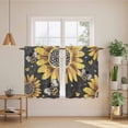 thumbnail image 3 of Sunflower Bee Kitchen Curtains, Black Yellow Farm Flower Spring Summer Light Filtering Window Curtain Panels, 2Pcs Rod Pocket Window Treatments Set for Cabin Bathroom Bedroom 52x45 Inches, 3 of 9