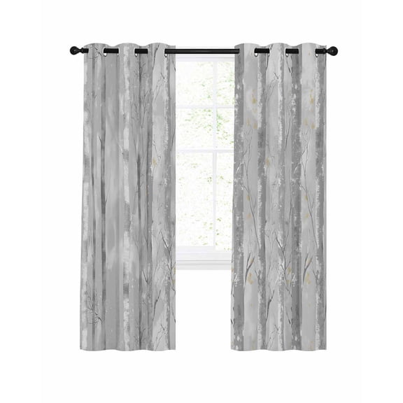Grey Forest Blackout Curtains 72 Inches Long for Bedroom,Gray Tree Oil Painting Contemporary Abstract Art Thermal Insulated Room Darkening Black Out Window Curtain Panels Grommet Living Room Drapes