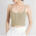 thumbnail image 2 of Jinhomg Womens Cotton Knit Tank Tops Casual Spaghetti Strap Camisole Lightweight Button Down Square Neck Crop Tops Cute Y2K Going Out Wear Beige L, 2 of 7