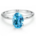 thumbnail image 3 of Gem Stone King 14K White Gold Swiss Blue Topaz Solitaire Engagement Ring for Women | 1.50 Cttw | Oval 8X6MM | Gemstone November Birthstone | Size 9, 3 of 6