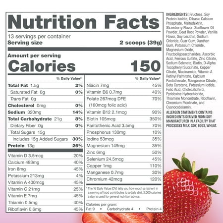 Naturade - Total Soy, Meal Replacement for Weight Management, Strawberry, 17.88 oz., 1 Pack, 13 Serving