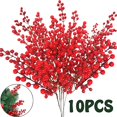 thumbnail image 2 of Bayas artificiales de simulación de Navidad, flor de fruta, plantas de cereza, decoración de fiesta de Navidad para el hogar, regalo DIY, 14 bayas, 2 of 4