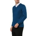 thumbnail image 4 of Lars Amadeus Men's Solid Color Knitted Long Sleeves V Neck Pullover Sweater, 4 of 5