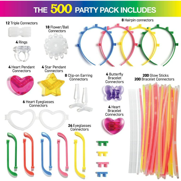 Glow Fever Glowsticks Bulk 1200pcs Party Pack Includes 600 8 Glow Sticks and 600 Connectors, Bracelets and Necklaces, DIY Costume, Light Sticks