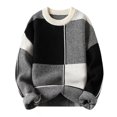 thumbnail image 4 of Suéter grueso de cuello redondo de invierno para hombre, ropa de punto geométrica de manga larga, camisa básica para hombre, 4 of 6