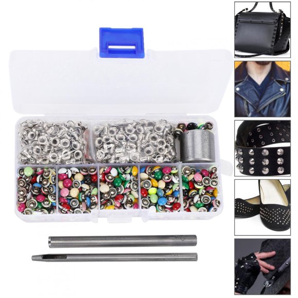 LYUMO 380 Set Round Mushroom Rivets Brass Color Leather/Belt/Handbag Decor DIY Tool Box 6mm,Color Rivets,Brass Rivets