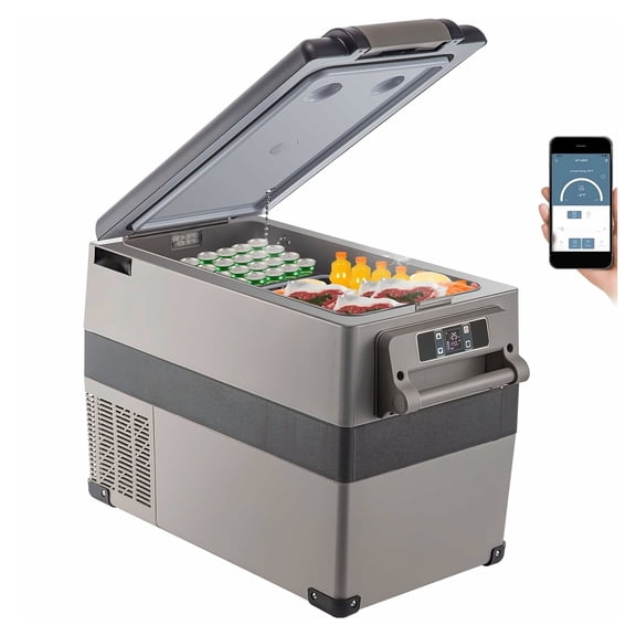 12V Refrigerator 45L/48qt Portable Fridge Freezer -4°F~68°F with App Control, DC 12/24V & AC 110-240V Car Refrigerator for Travel, Camping, Home - Black
