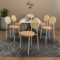 thumbnail image 6 of LeisureMod Velvet Dining Chair Armless Rattan Back Side Chair Modern Accent Chair Comfortable Padded Seat Kitchen Chair with Powder-Coated Stainless Steel Base Euston Collection in Brown, 6 of 11
