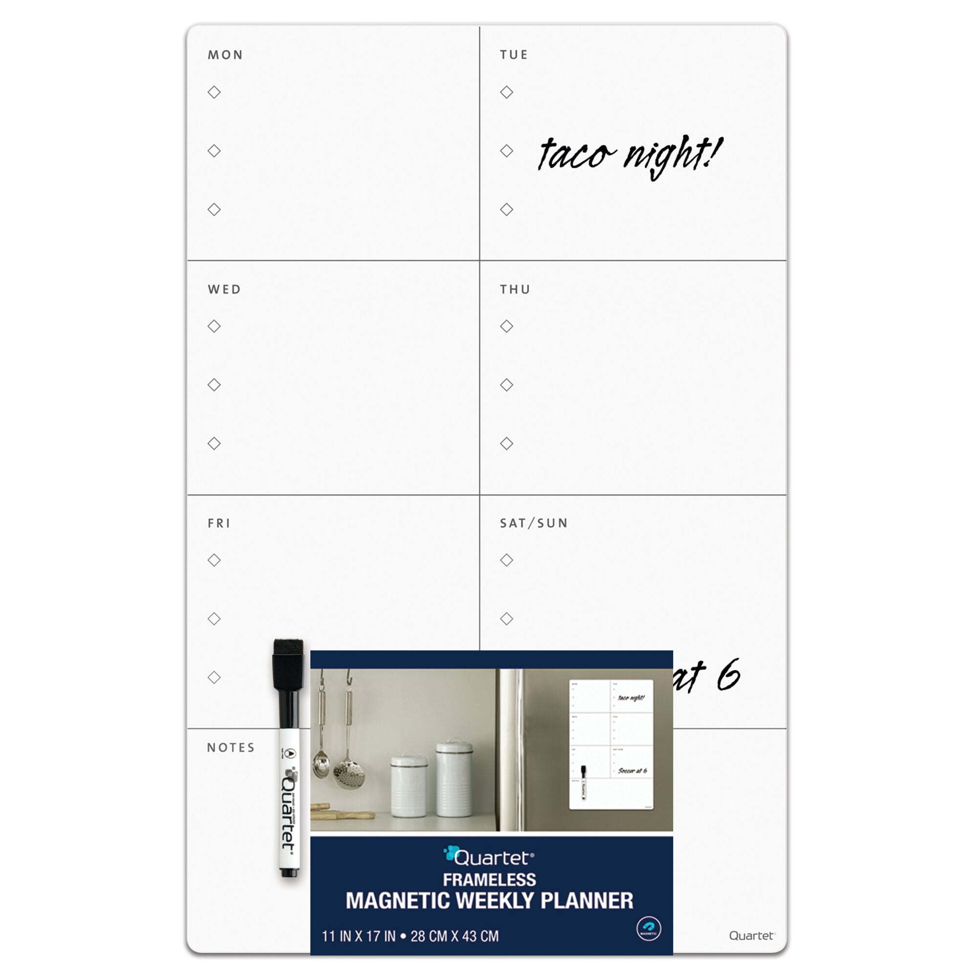 Quartet Dry-Erase Weekly Planner Magnet, 11" x 17"