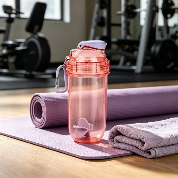 Protein Shaker Bottle with Mixing Ball, Leak Proof Fitness Water Cup for Gym, Portable Sports Shaker with Measurement Markings and Carry Loop