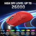 thumbnail image 3 of ATTACK SHARK X3 49g SUPERLIGHT Mouse, PixArt PAW3395 Gaming Sensor, BT/2.4G Wireless/Wired Gaming Mouse, 6 Adjustable DPI up to 26000, 200 Hrs Battery, G502, Office Mice for Win11/Xbox/PS/Mac (Red), 3 of 13