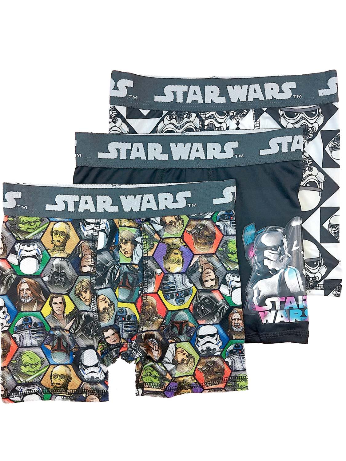 Boys 3pc Star Wars Boxer Briefs Chewbacca /& R2D2 Boxer Shorts Set Underwear
